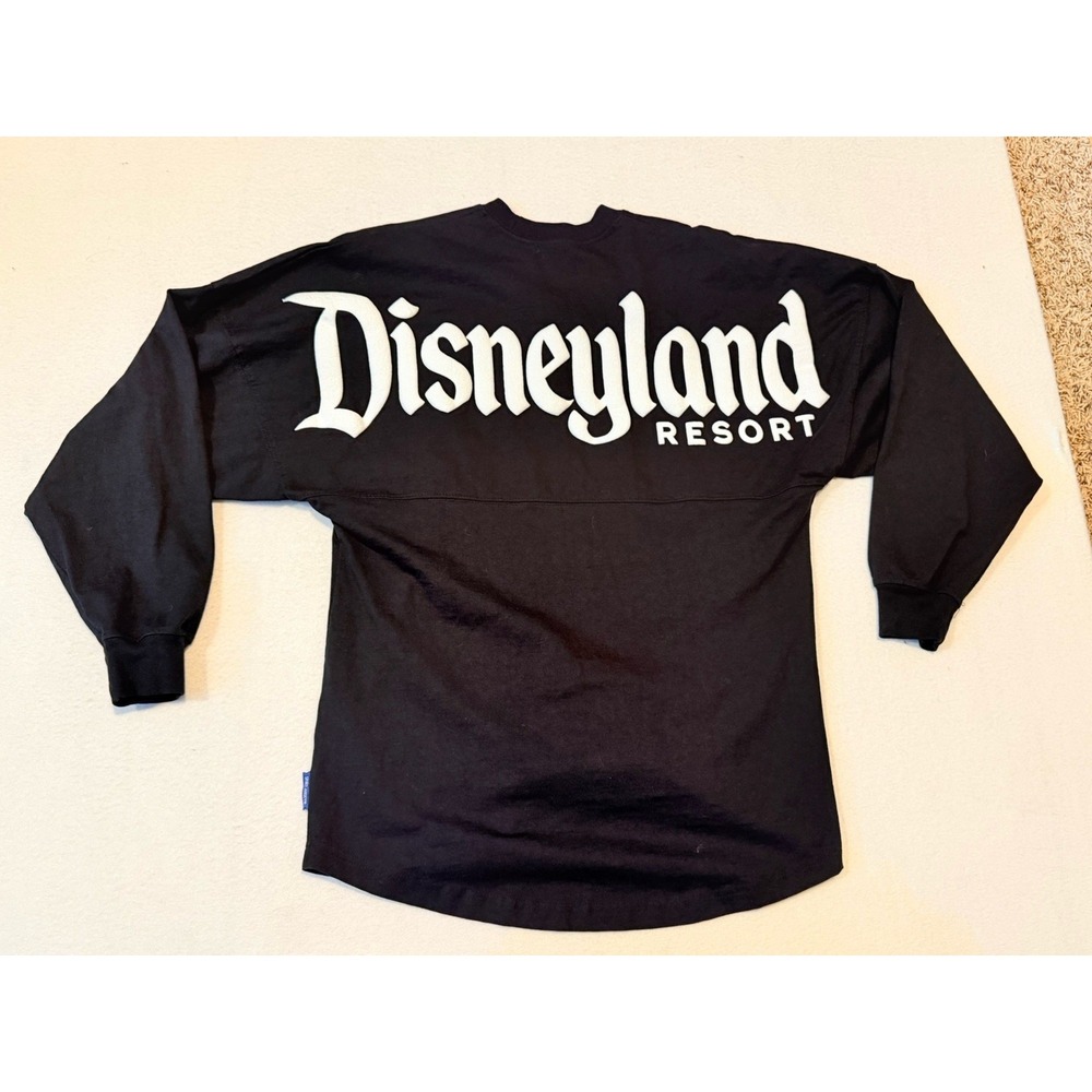 DISNEYLAND RESORT Spirit Jersey Adult XS Black White Puff Print L/S Shirt *NEW
